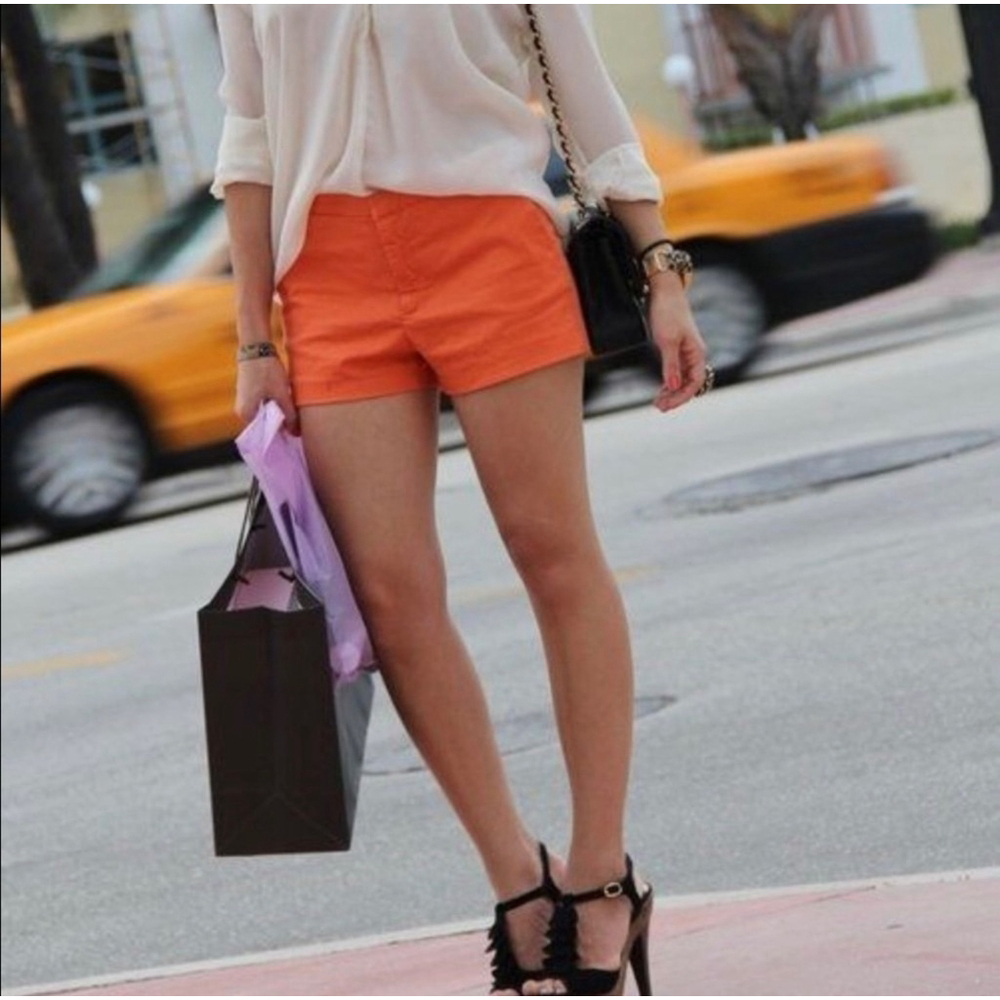 J. Crew 4" Chino Shorts Neon Coral Size 0 NWT